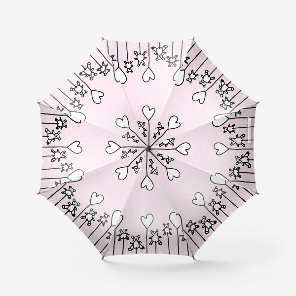 Зонт «Милые мишки и сердечки в снегу»