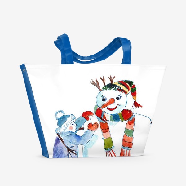Пляжная сумка «Мальчик и снеговик»