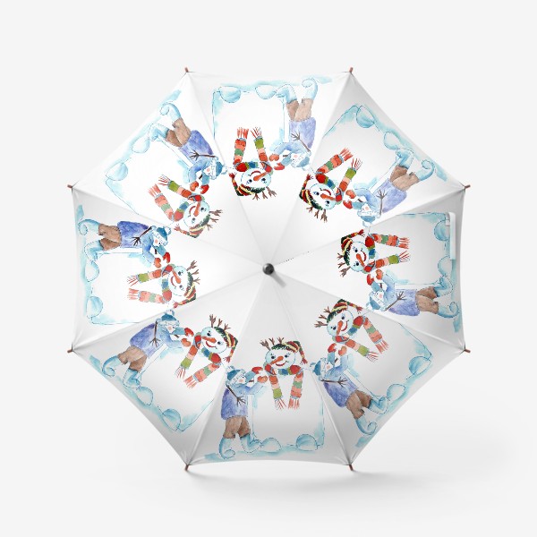 Зонт «Мальчик и снеговик»