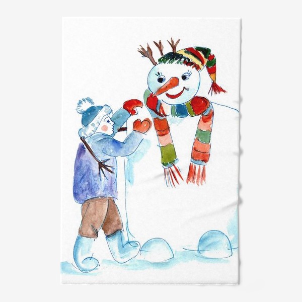 Полотенце «Мальчик и снеговик»