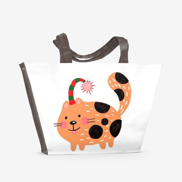 Пляжная сумка «Новогодний котик»