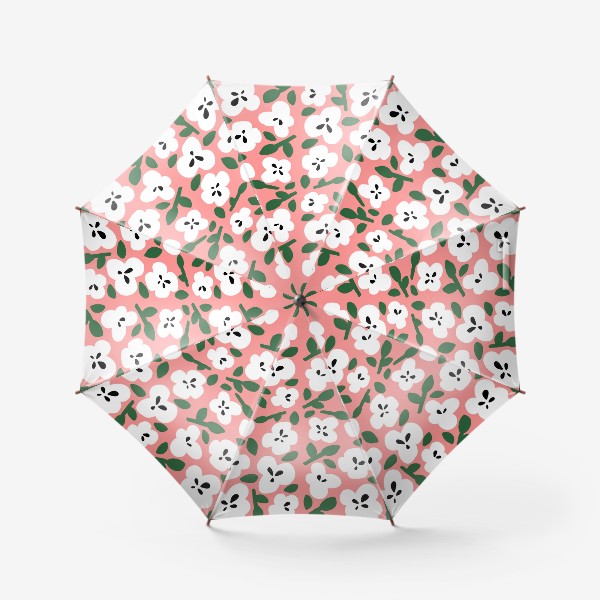 Зонт «Паттерн "стилизованные белые цветы на розовом фоне"»