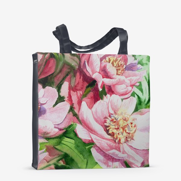 Сумка-шоппер «Розовые цветы пиона акварель»