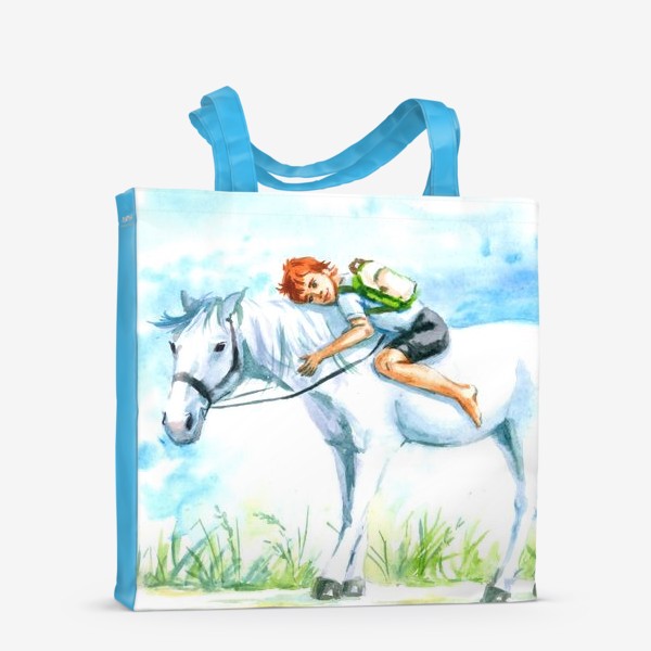 Сумка-шоппер «белая лошадь и мальчик»