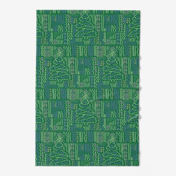 Полотенце «новогодний зеленый принт»