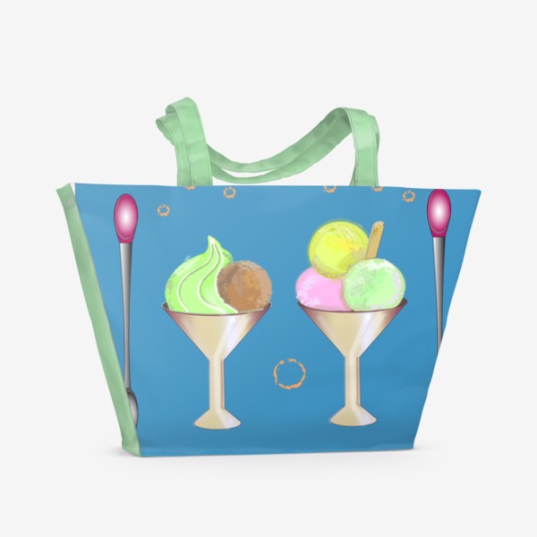 Пляжная сумка «Мороженное в креманках с ложками»