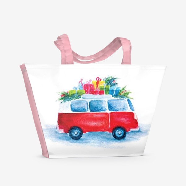 Пляжная сумка «Новогодняя машина с подарками»