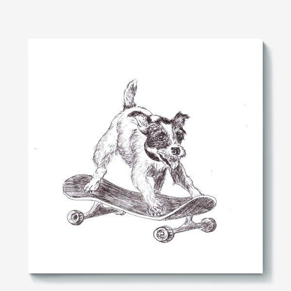 Холст «Собака на скейте»