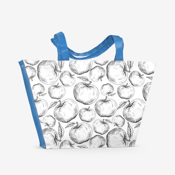 Пляжная сумка «Чёрно-белый паттерн яблоки»