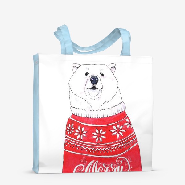 Сумка-шоппер «Белый медведь в свитере»