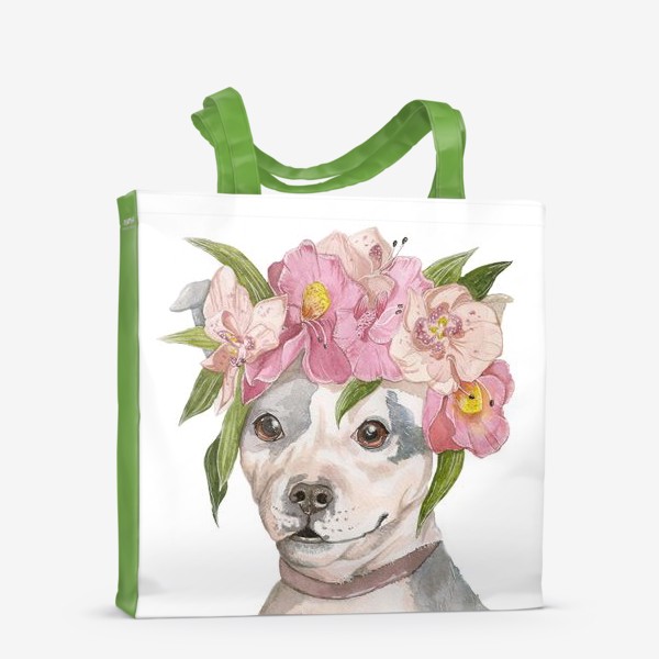 Сумка-шоппер &laquo;Собака в цветах. Акварель&raquo;