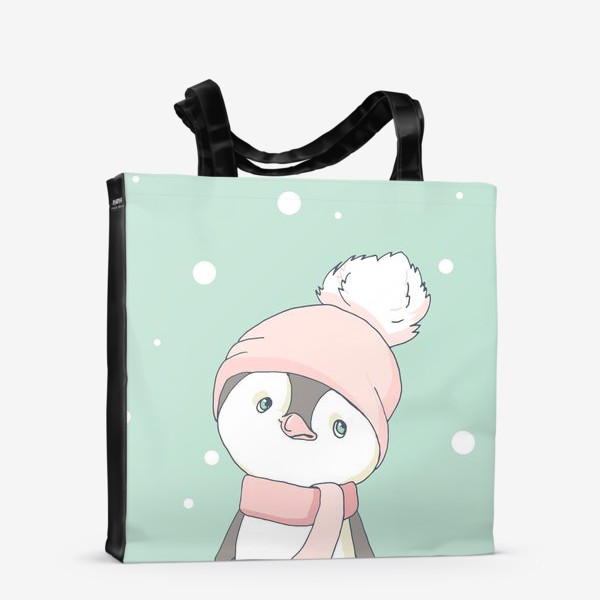 Сумка-шоппер «Пингвин в розовой шапочке»