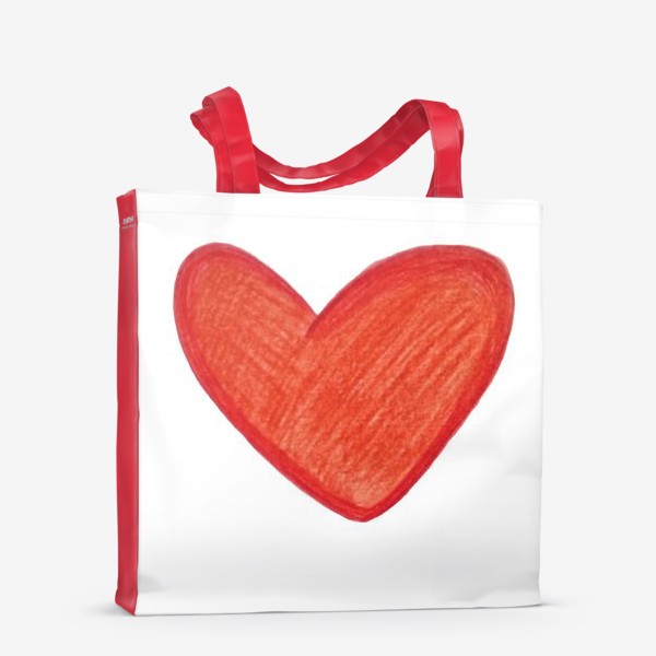 Сумка-шоппер «Красное сердце на белом фоне»