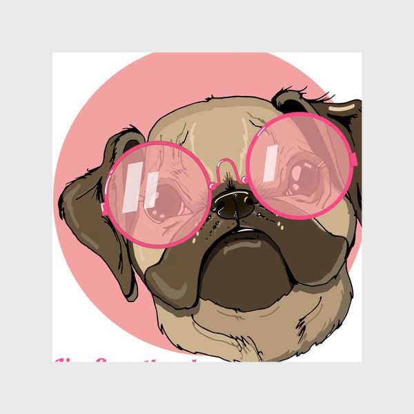 Шторы «Мопс в розовых очках»