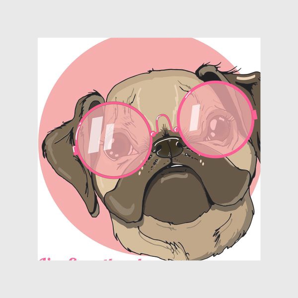 Скатерть «Мопс в розовых очках»