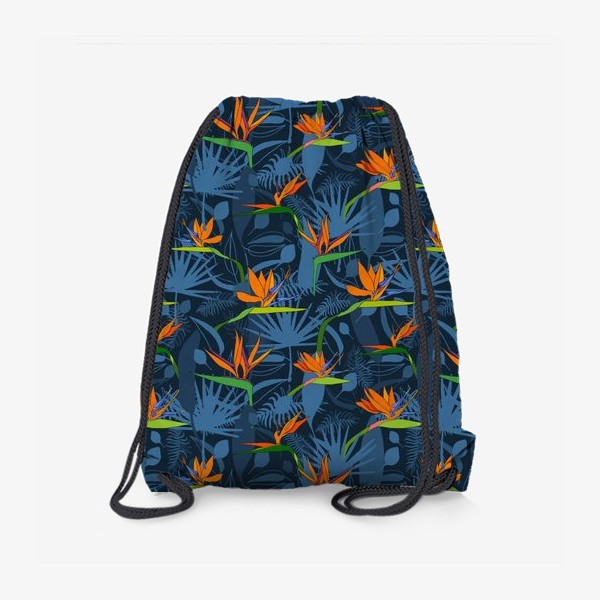 Рюкзак «Тропические листья и цветок стрилиция»