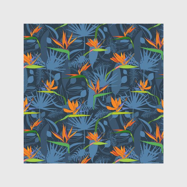 Скатерть «Тропические листья и цветок стрилиция»