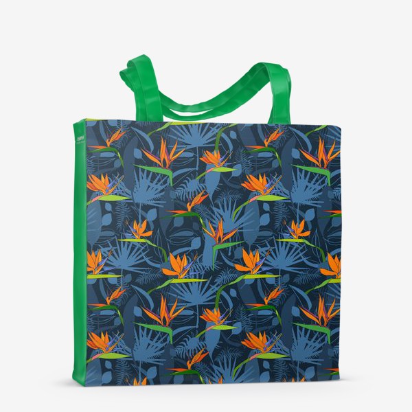 Сумка-шоппер «Тропические листья и цветок стрилиция»
