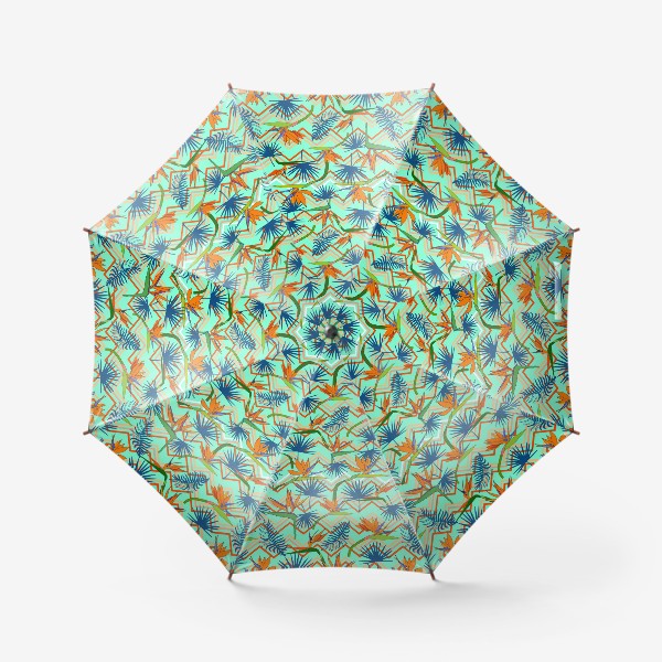Зонт «Экзоточеские тропические листья и цветы Стрилиции»
