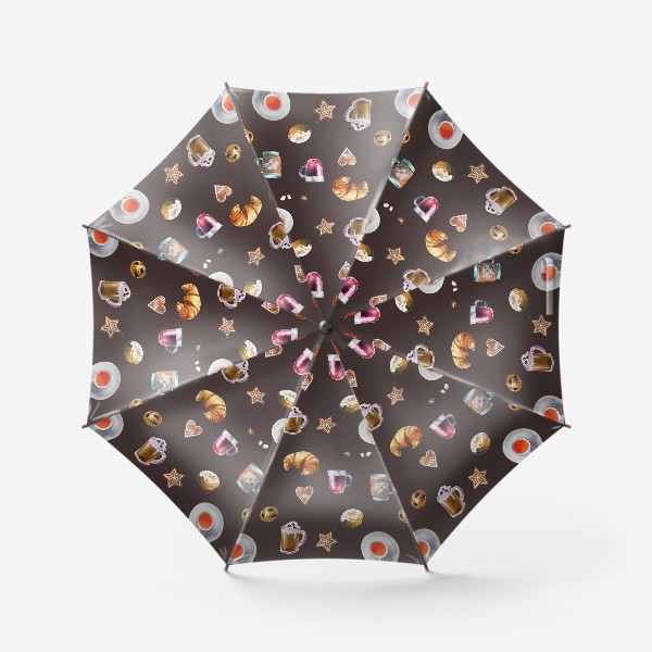 Зонт «Кофе с собой, кружки с кофе, паттерн»