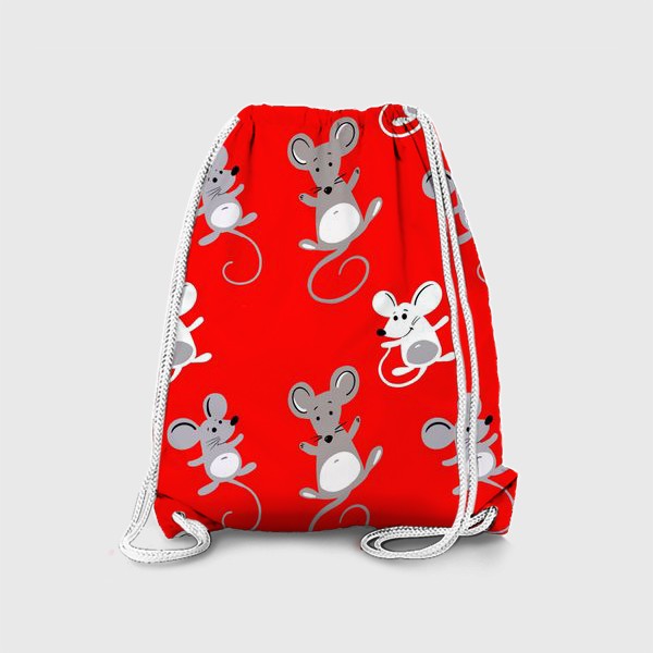 Рюкзак «Мышиный паттерн на красном.»