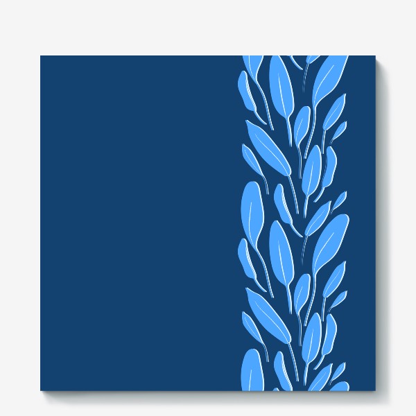 Холст «узор из синих листьев»