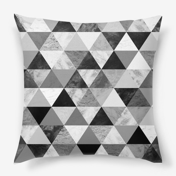 Подушка «Абстрактный паттерн, треугольники, текстура мрамора»