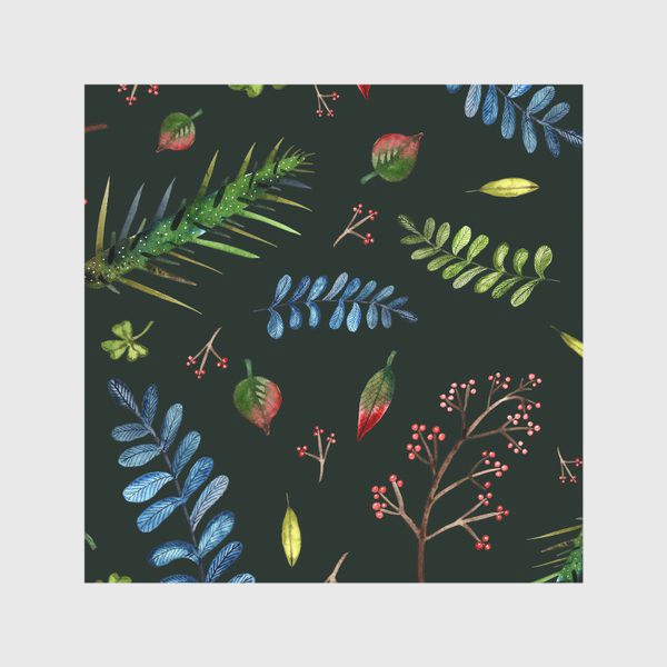 Скатерть «Листья и ветки на темно-зеленом фоне»