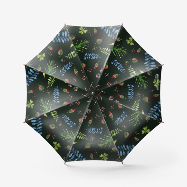 Зонт &laquo;Листья и ветки на темно-зеленом фоне&raquo;