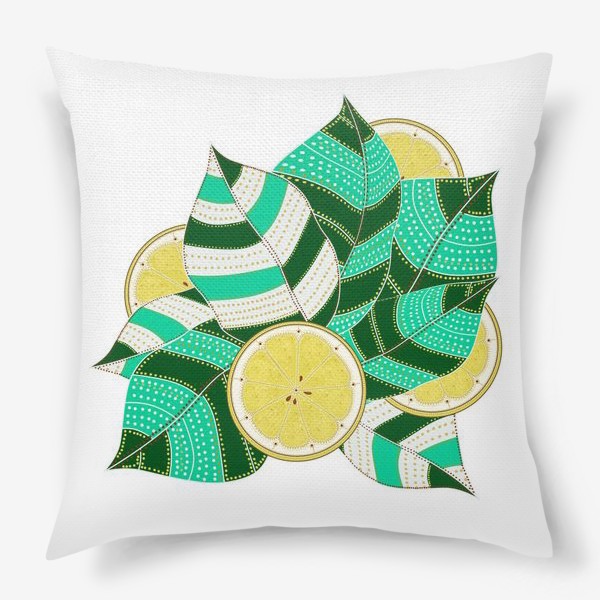 Подушка «Лимоны и листья»