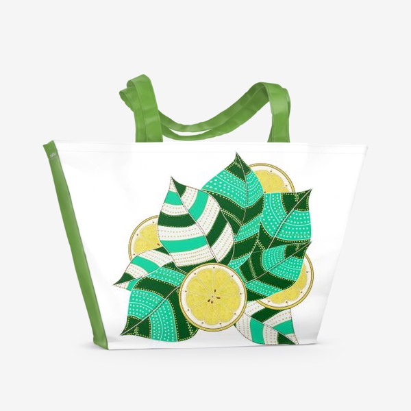 Пляжная сумка «Лимоны и листья»