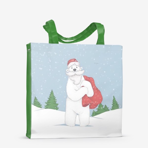Сумка-шоппер «Белый медведь - Дед Мороз»