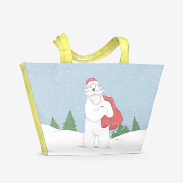Пляжная сумка «Белый медведь - Дед Мороз»