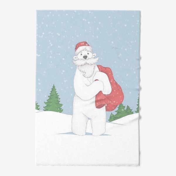 Полотенце «Белый медведь - Дед Мороз»
