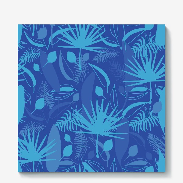 Холст «Синие тропические листья»