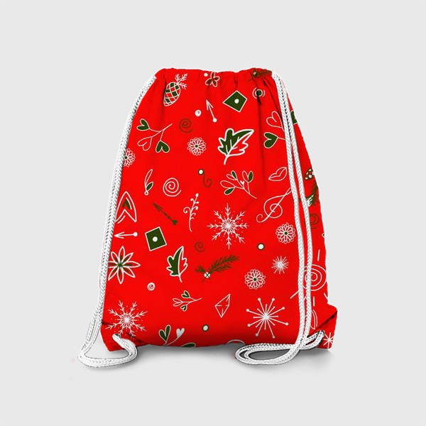 Рюкзак «Новогодний и Рождественский паттерн. Красный. 2021»
