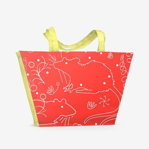 Пляжная сумка «Стильные мыши с цветочными элементами»