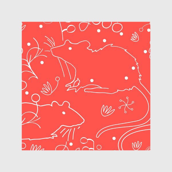 Скатерть «Стильные мыши с цветочными элементами»