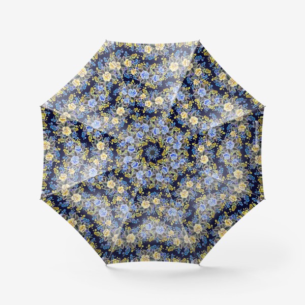 Зонт «Желтые и голубые розы»
