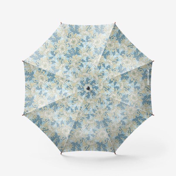 Зонт &laquo;Хризантемы на голубом&raquo;
