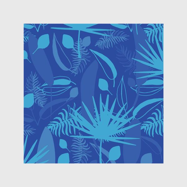 Шторы «Синие тропические листья»