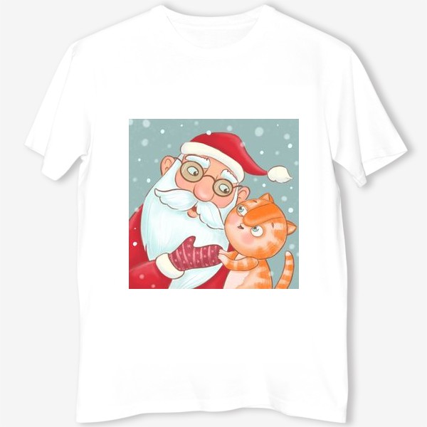 Футболка «Дед Мороз и котик»