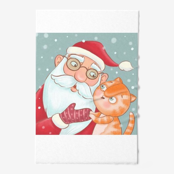 Полотенце «Дед Мороз и котик»