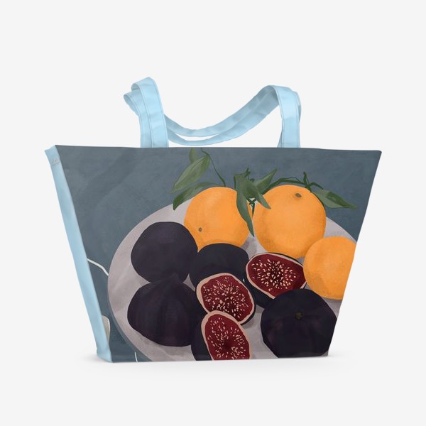 Пляжная сумка «Инжир и мандарины. Натюрморт.»