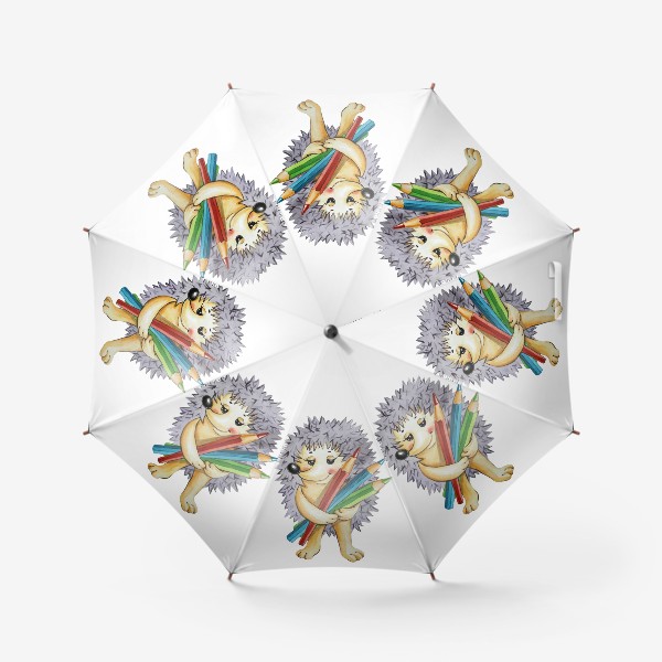 Зонт «ежик с карандашами и бабочка»