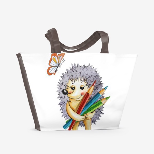 Пляжная сумка «ежик с карандашами и бабочка»