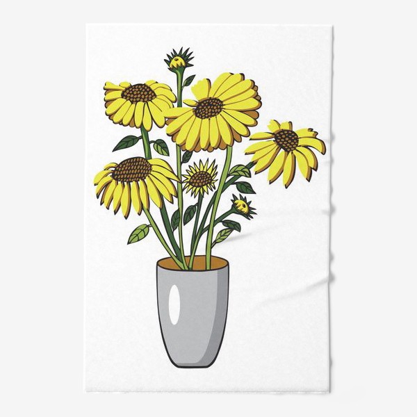 Полотенце «подсолнухи желтые цветы в вазе»