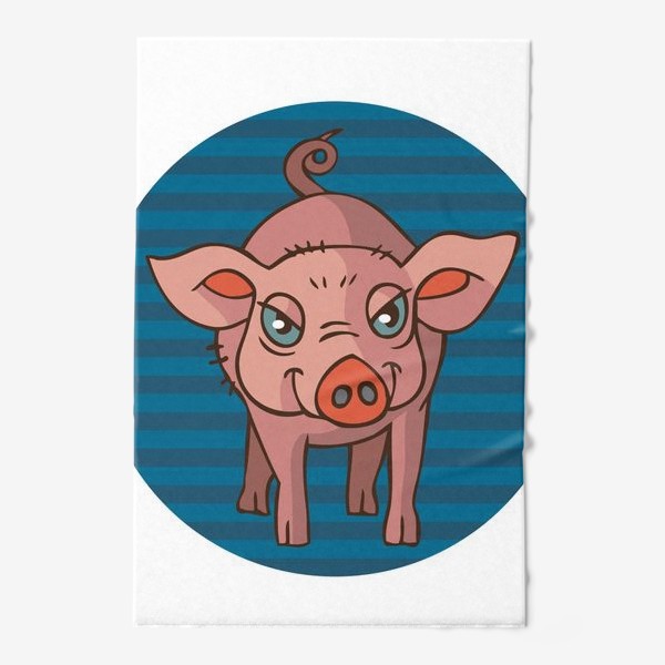 Полотенце &laquo;свинья в синем круге иллюстрация&raquo;