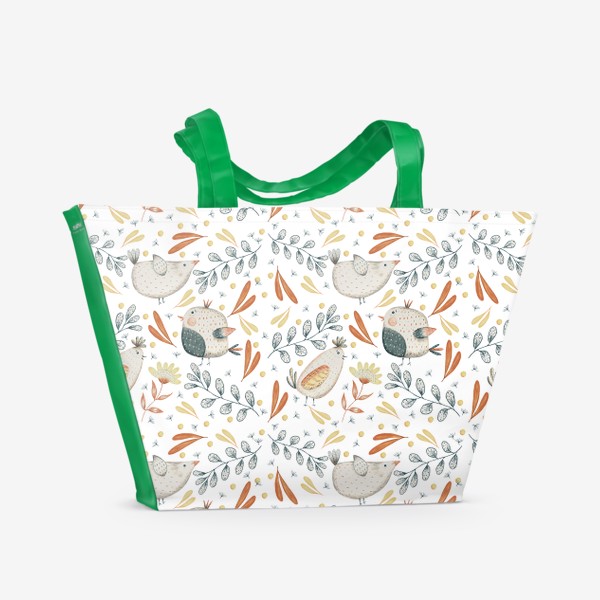 Пляжная сумка «птицы и травы»