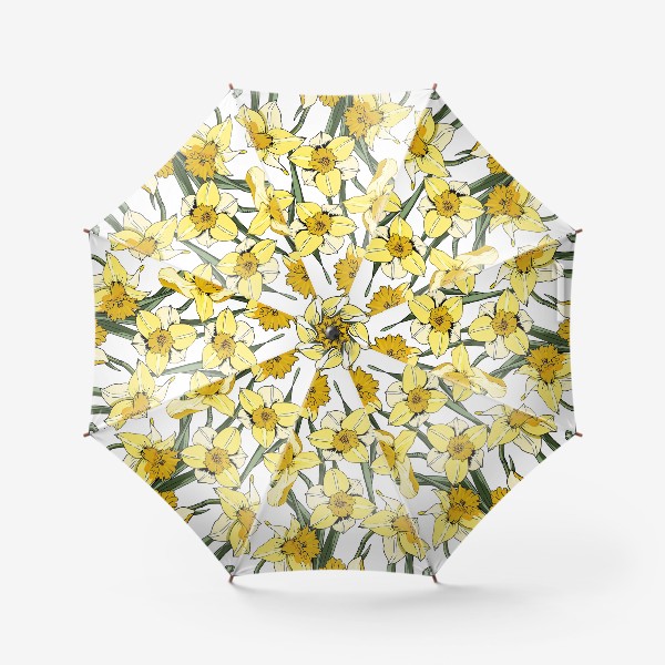 Зонт «Нарциссы пасха желтые на белом фоне»
